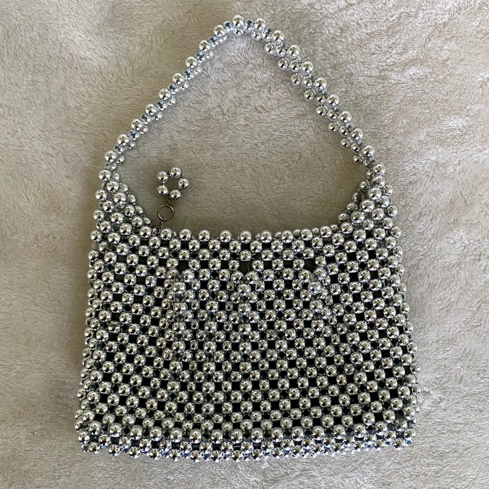 Vintage Styled by Goldgo silver beaded purse. 🩶 - Picture 2 of 4